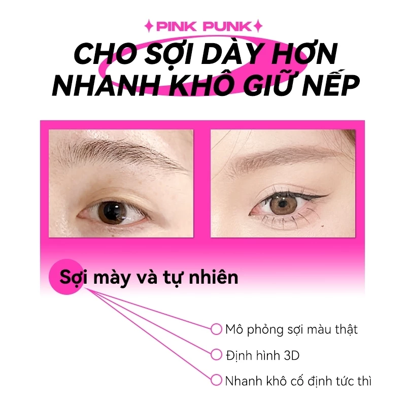Mascara lông mày PinkPunk – Định hình tự nhiên, chống nước, bền màu cả ngày