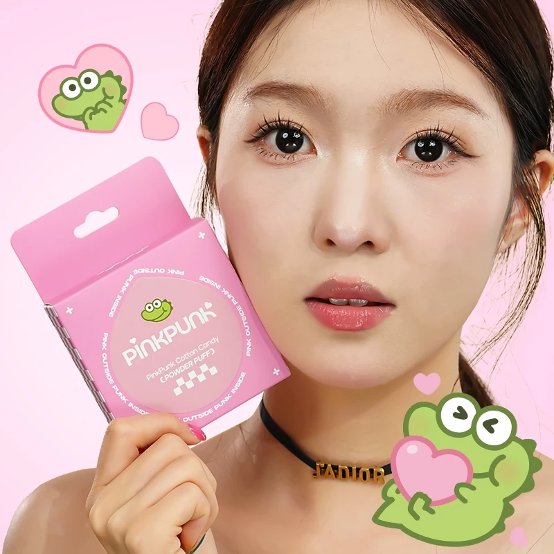 Bông Phấn Trang Điểm Pinkpunk Ếch Xanh 2in1 – Mềm Mịn, Ăn Phấn, Kèm Hộp Bảo Quản Chống Ẩm Mốc