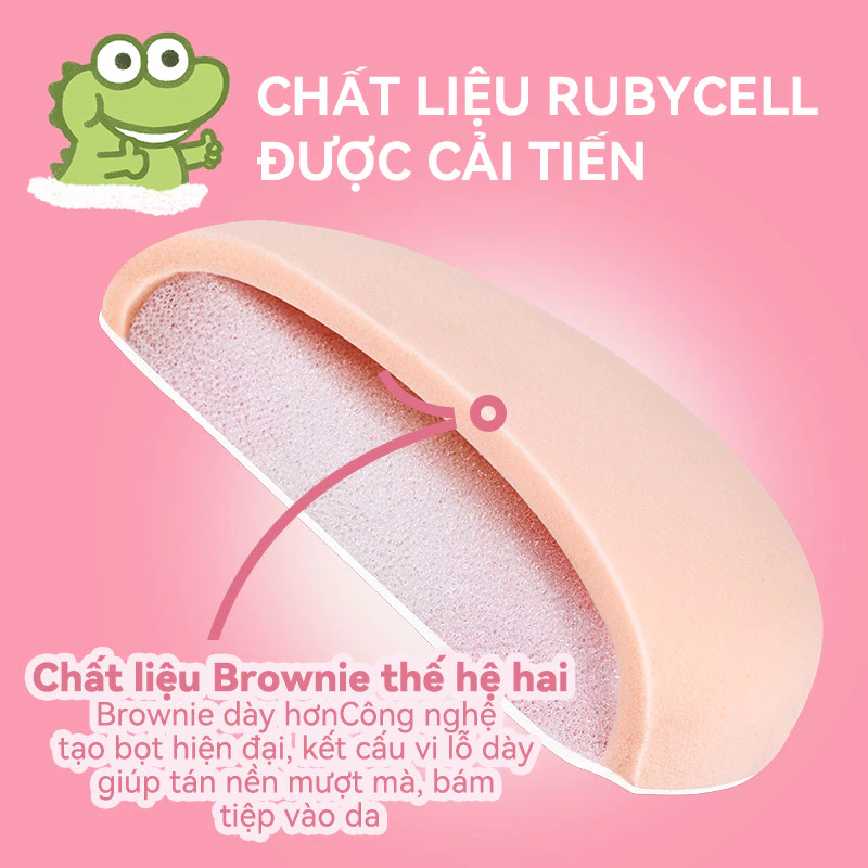 Bông Phấn Trang Điểm Pinkpunk Ếch Xanh 2in1 – Mềm Mịn, Ăn Phấn, Kèm Hộp Bảo Quản Chống Ẩm Mốc
