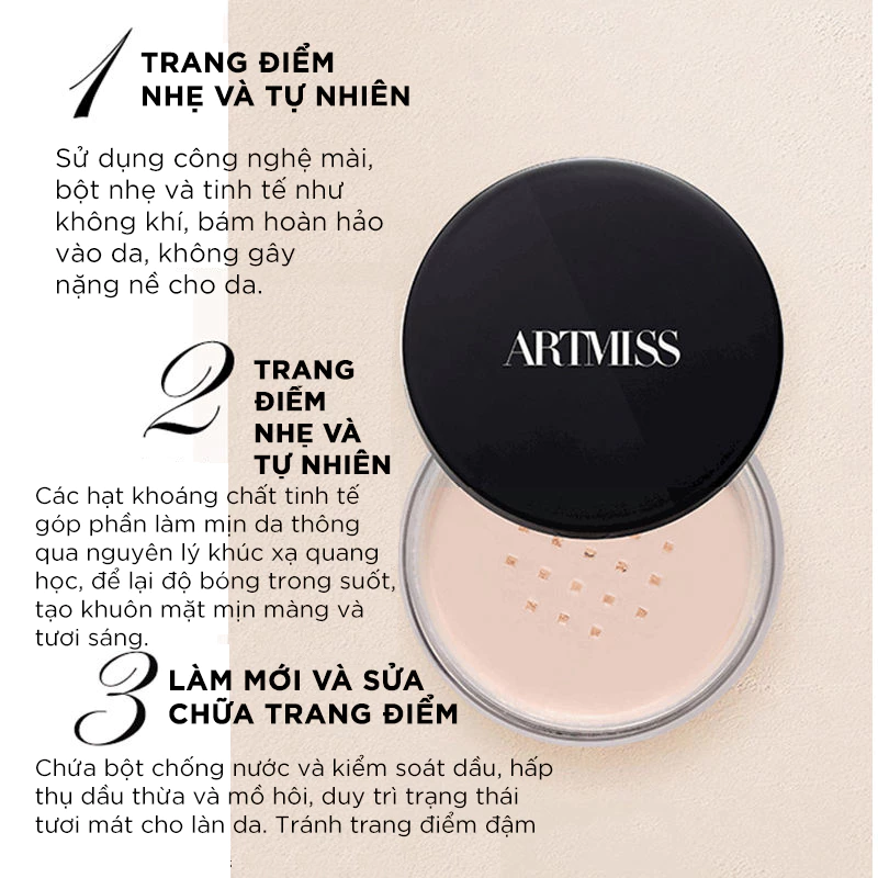 Phấn phủ Artmiss Transparent Matte Powder kiểm soát dầu 30g