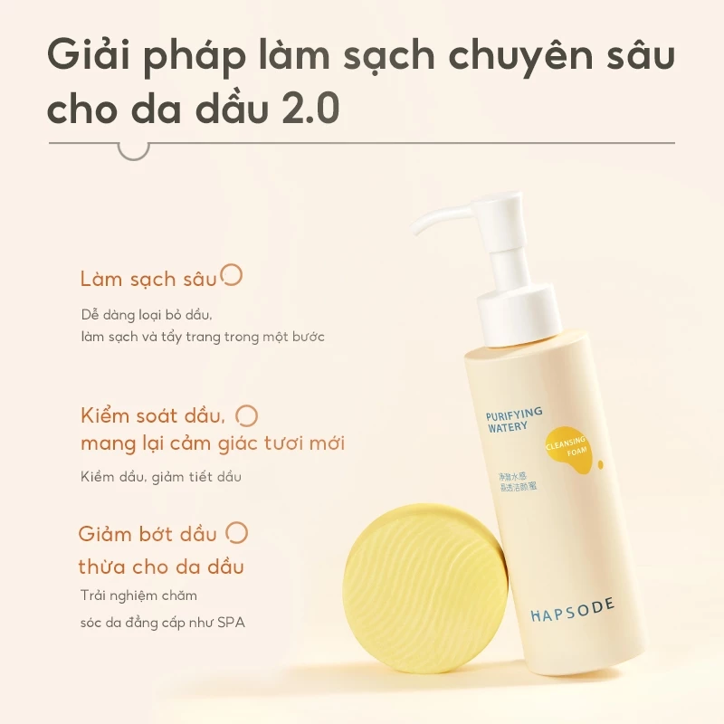 Sữa rửa mặt dạng bọt HAPSODE PURIFYING WATERY CLEANSING FOAM Dành Cho Da Dầu- 120ml, 30ml, 300ml