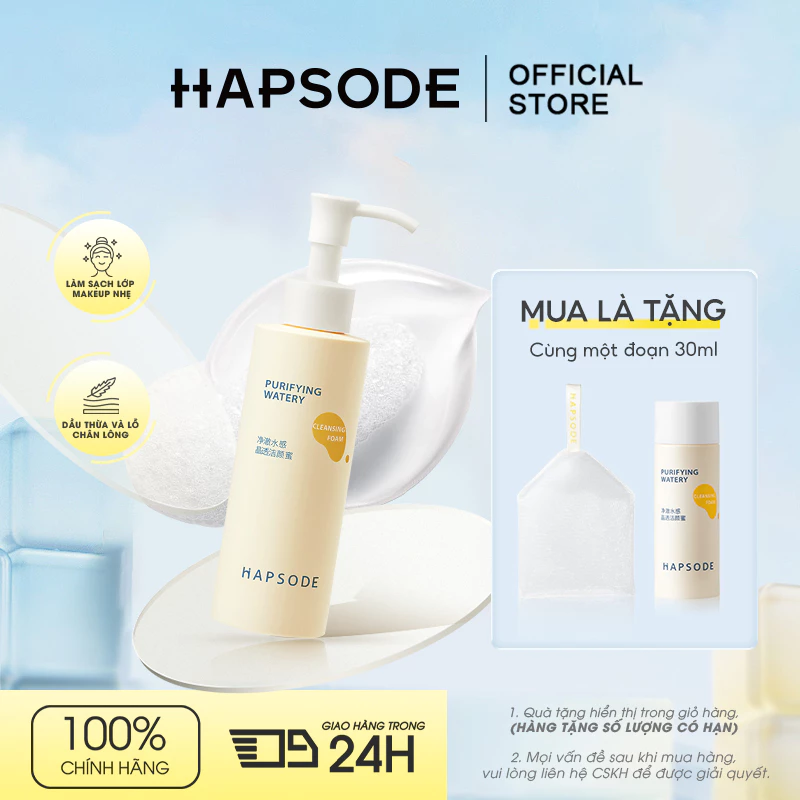 Sữa rửa mặt dạng bọt HAPSODE PURIFYING WATERY CLEANSING FOAM Dành Cho Da Dầu- 120ml, 30ml, 300ml