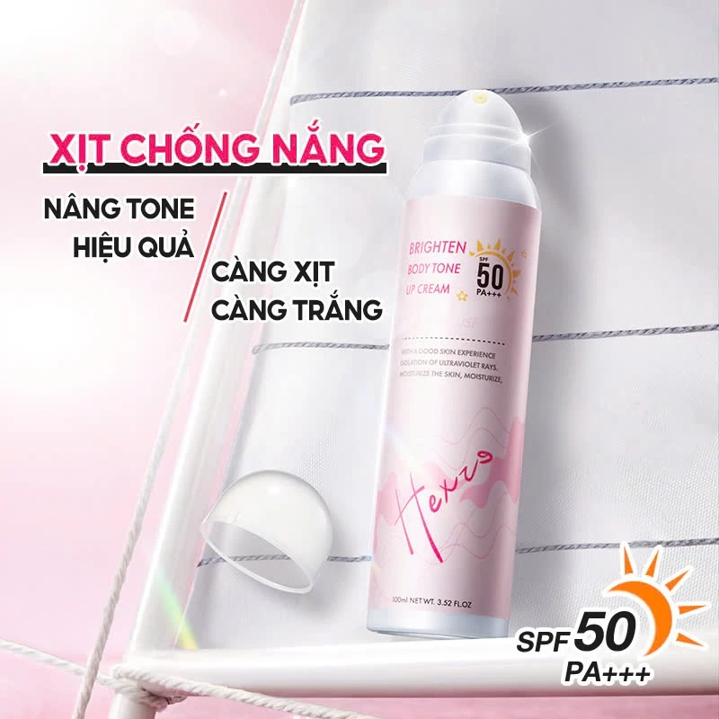 Xịt Chống Nắng Nâng Tone Dưỡng Ẩm Hexze SPF50 PA+++ 100ml