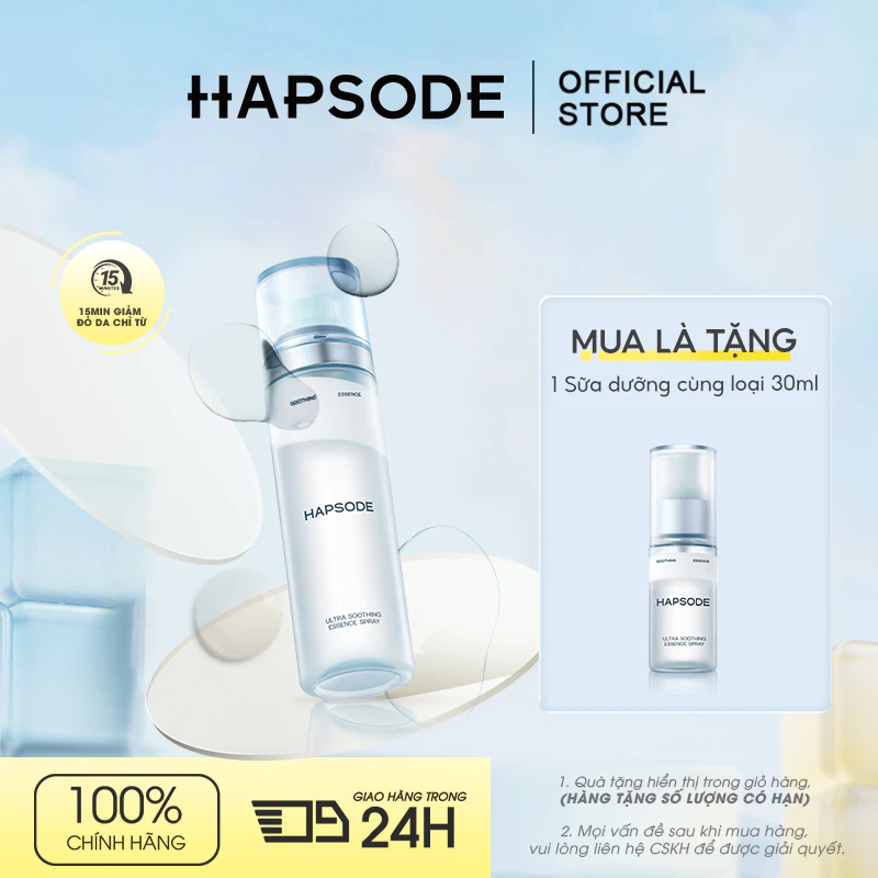 Xịt dưỡng ẩm và phục hồi da HAPSODE ULTRA SOOTHING ESSENCE SPRAY - 120ml, 30ml