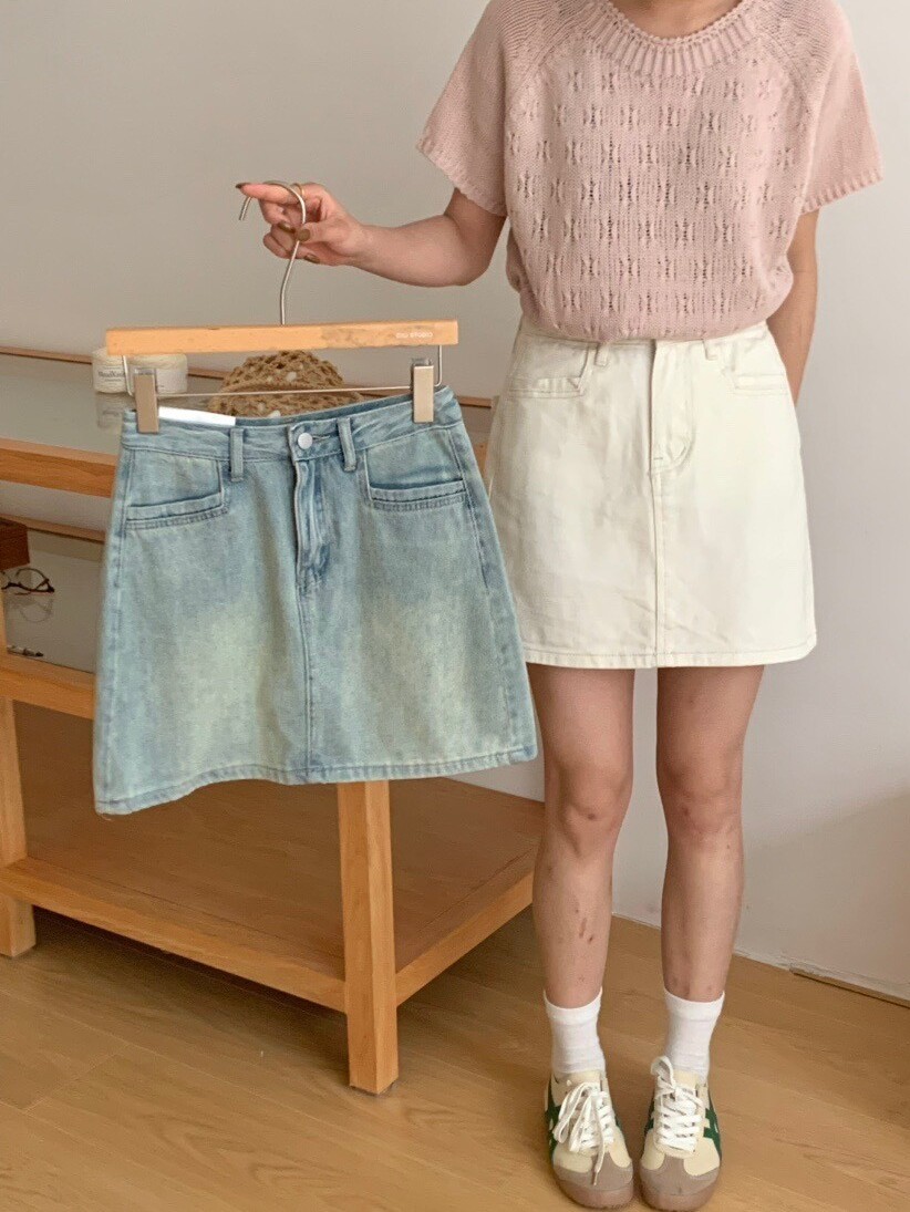 chân váy denim nữ chân váy jeans bò nữ Bigsize chân váy nữ ngắn lưng cao  cạp cao chữ a mùa hè Phong cách Hàn Quốc Thời Trang tiểu thư cá tính