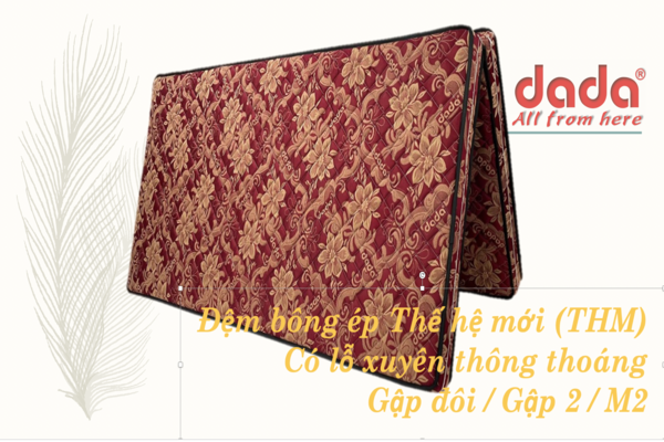 Đệm Bông Ép DADA Thế Hệ Mới Vỏ Gấm
