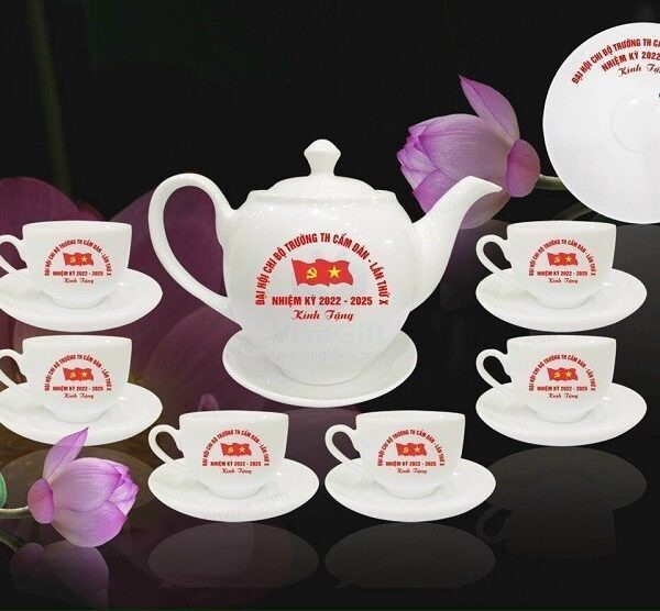 Bộ ấm chén in logo