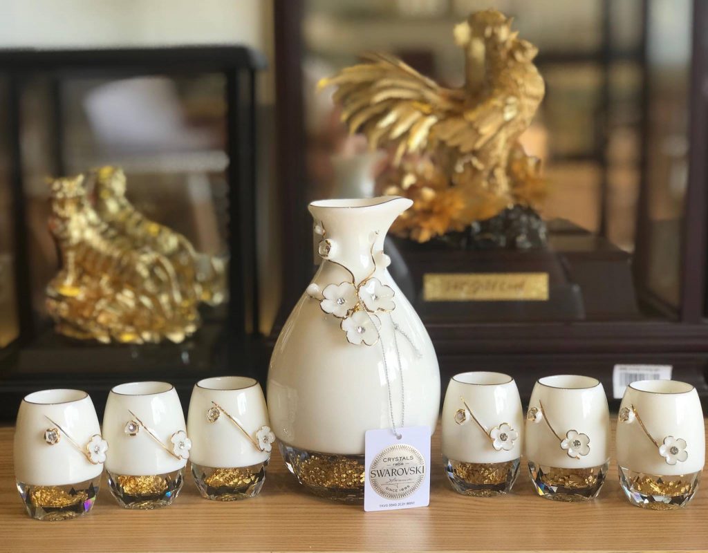 Bộ ly pha lê hoặc gốm sứ in logo đơn vị