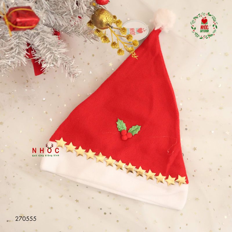 Mũ noel nỉ viền sao - 3001