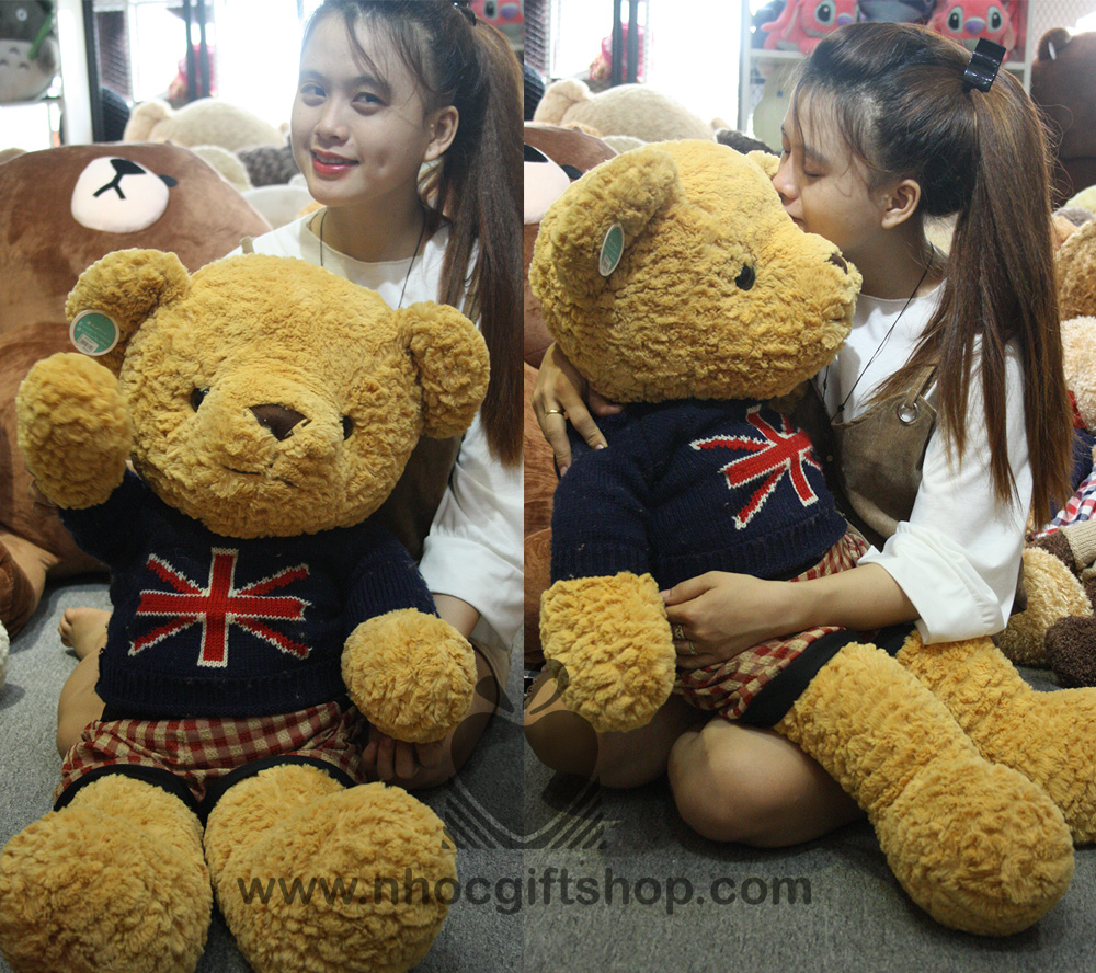 Gấu teddy áo len cờ anh caro