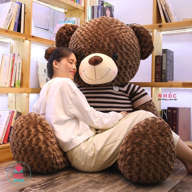 Gấu teddy áo len sọc - Nâu