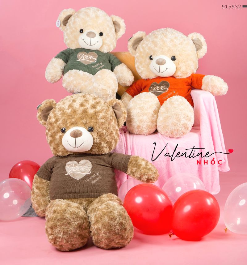 Gấu teddy áo len thêu tim love - 59001