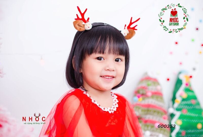 Cài tóc noel sừng tuần lộc ông già sứ - 5001