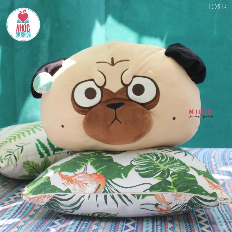 Gối bông đầu Chó Pug lông mịn