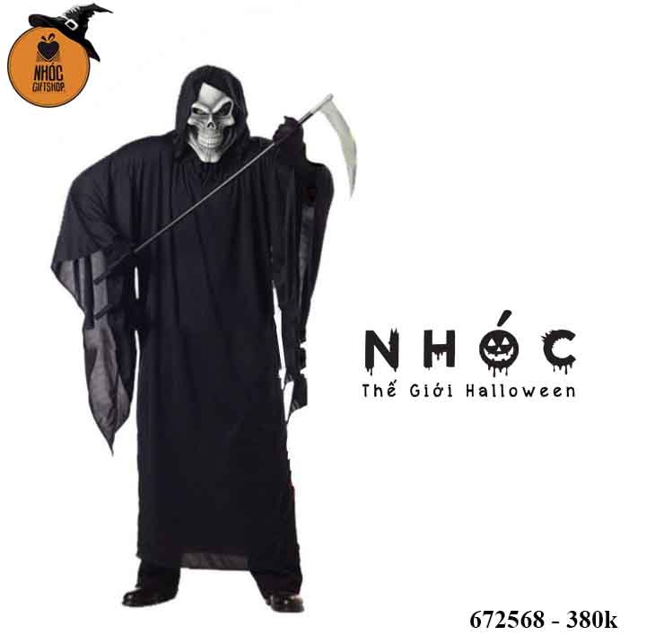 Aó halloween NL thần chết trùm đầu in đầu lâu - Đen - 38001