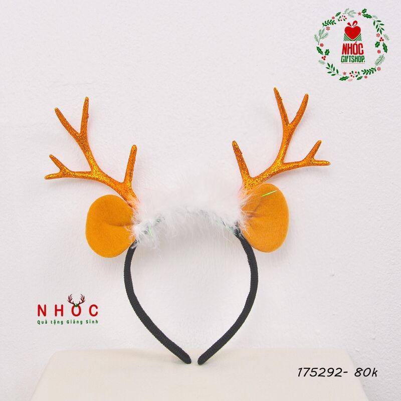 Cài tóc noel sừng tuần lộc lông vũ - 8001