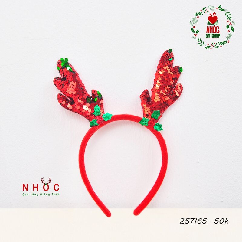 Cài tóc noel sừng tuần lộc kim sa - 5001