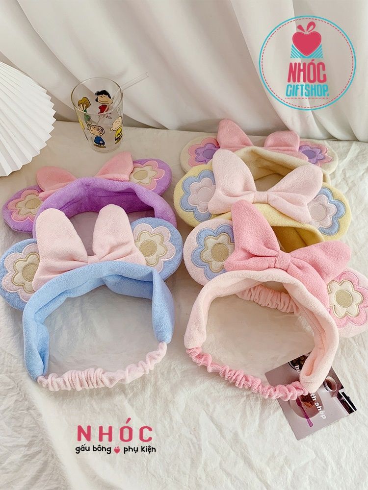 Băng đô vải Chuột Minnie thêu hoa - 7001