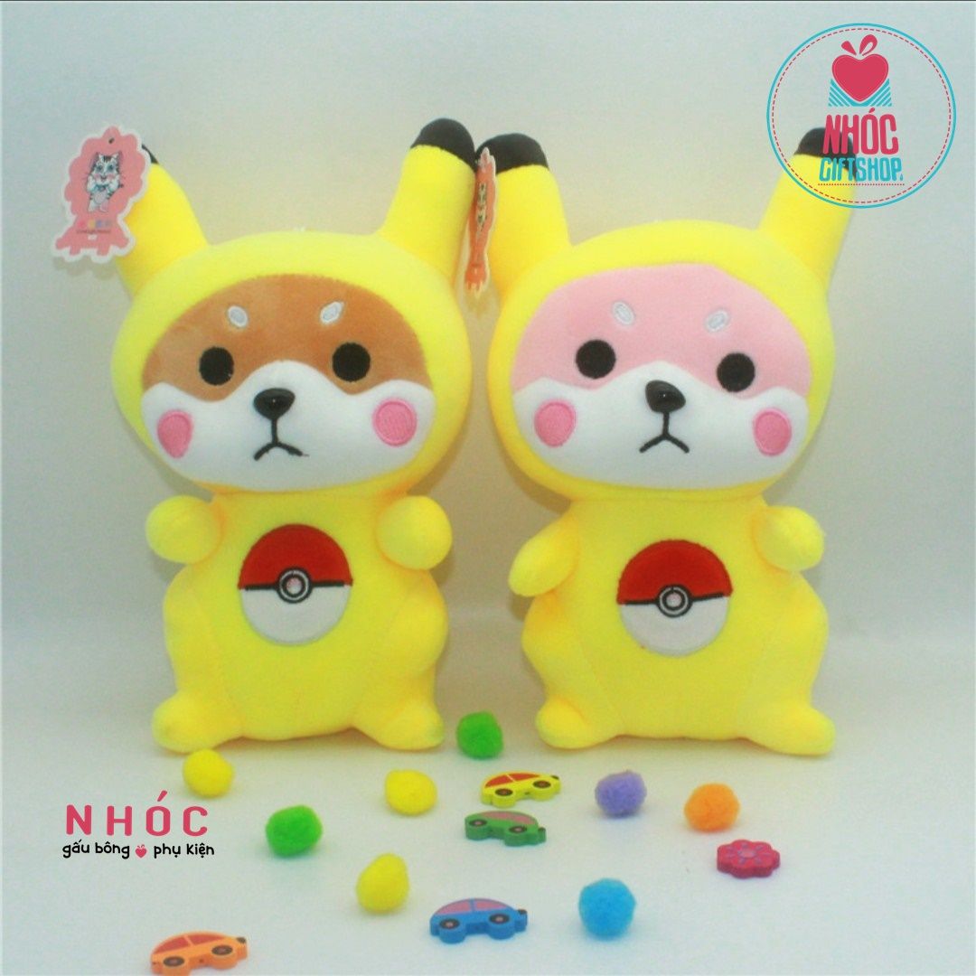 Thú bông nhỏ chó shiba áo pikachu lông mịn - 2095