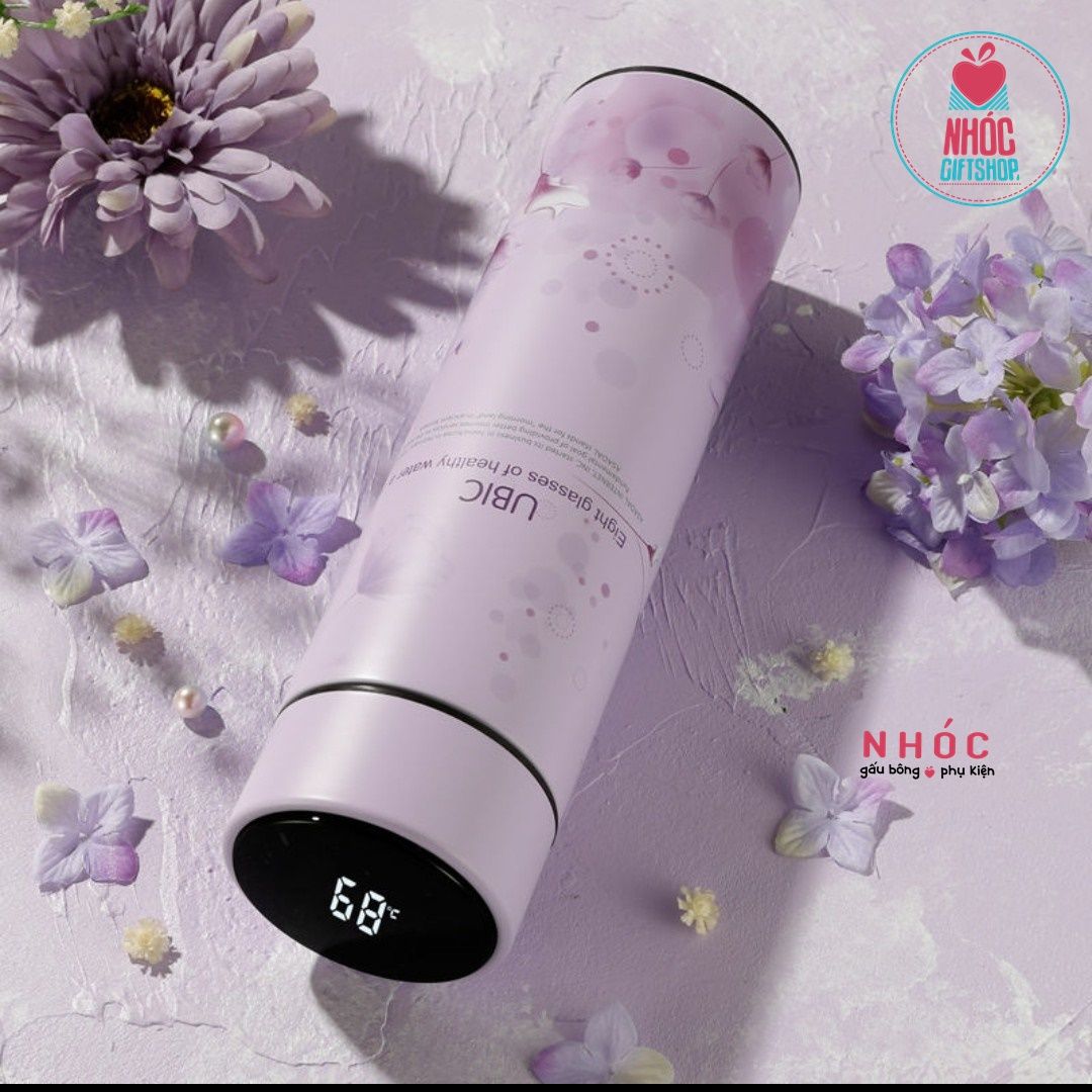 Bình giữ nhiệt nắp cảm ứng nhiệt họa tiết 450ml - 24001