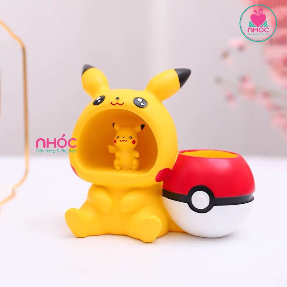 Đèn ngủ lọ cắm bút để bàn Pikachu - Bóng pokeball - 28001