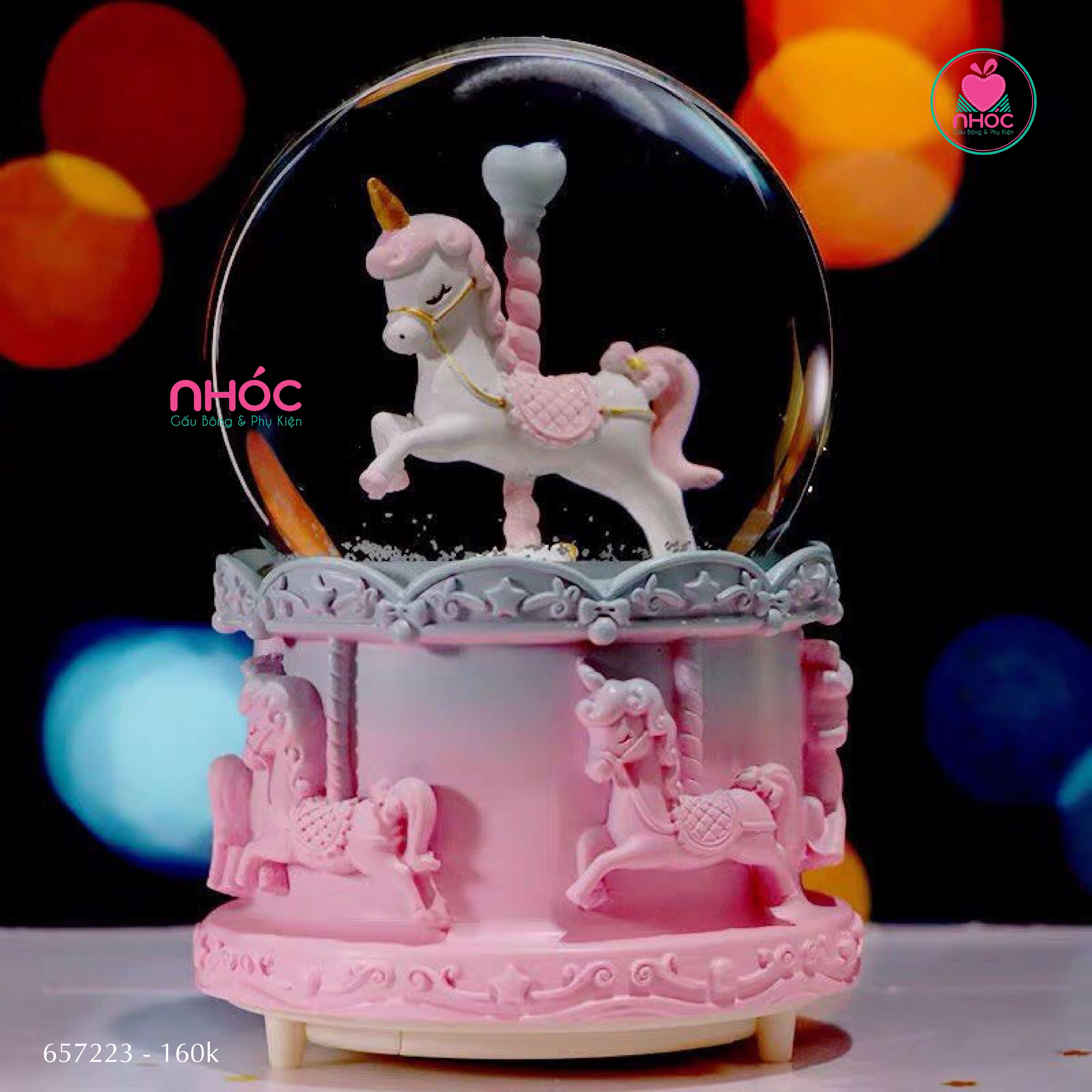 Cầu tuyết đu quay Unicorn nhạc đèn - 12160