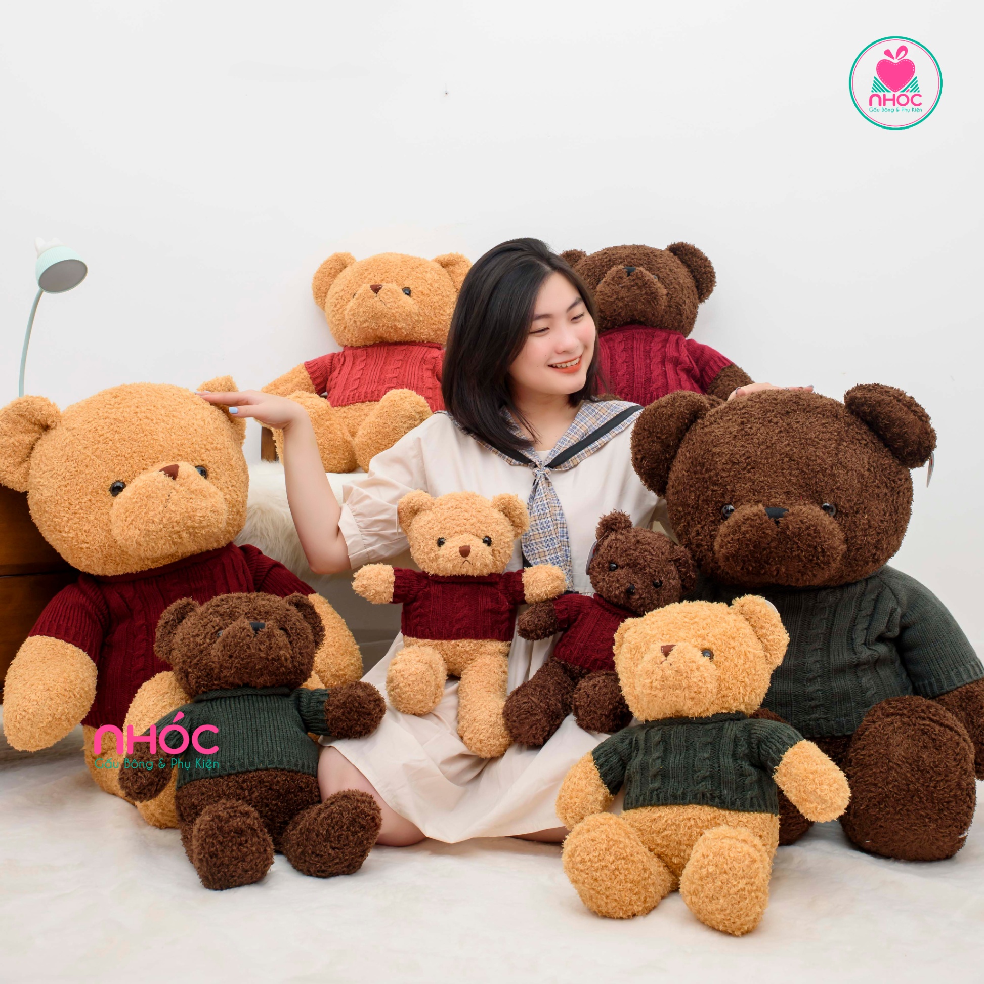 Gấu teddy áo len màu lông chỉ