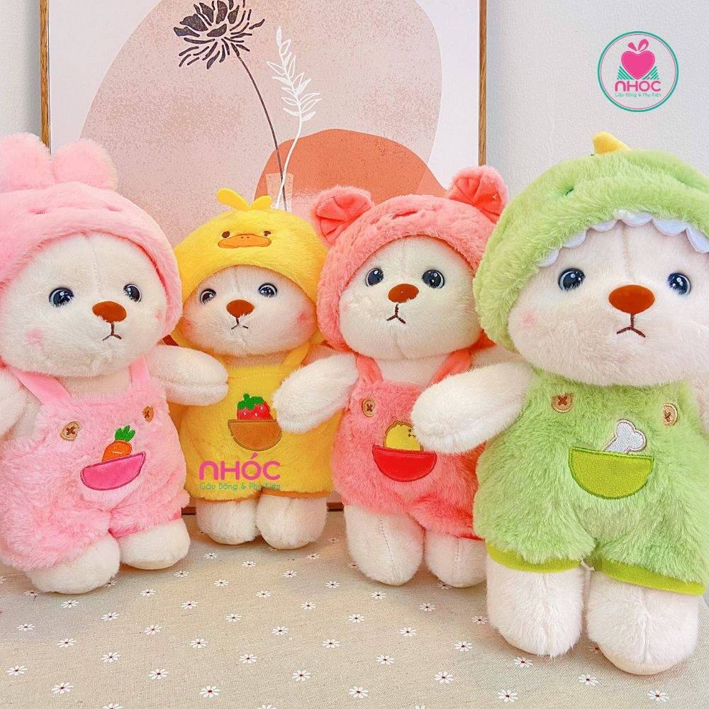 Thú bông Gấu Lena teddy mặc yếm thú