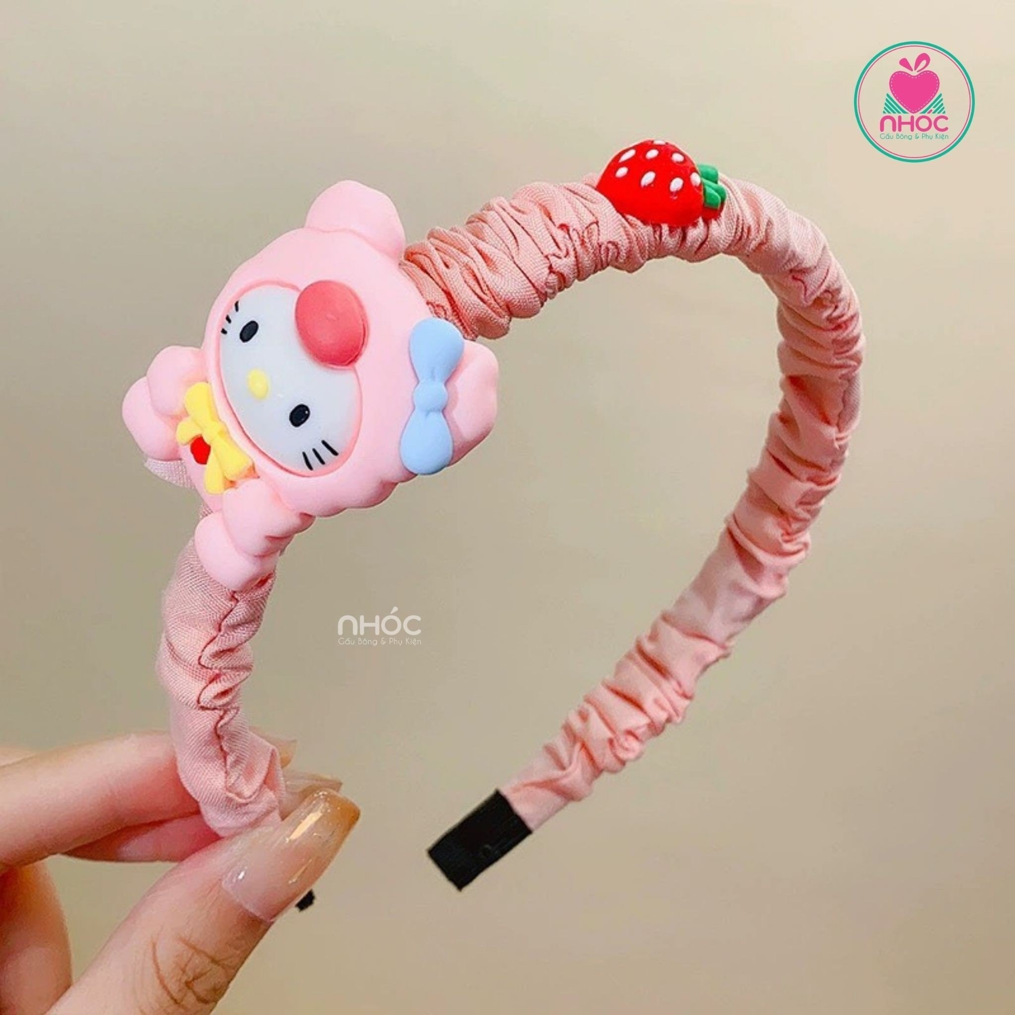 Băng đô kiểu vải nhúng đính thú - Hello kitty - 3501