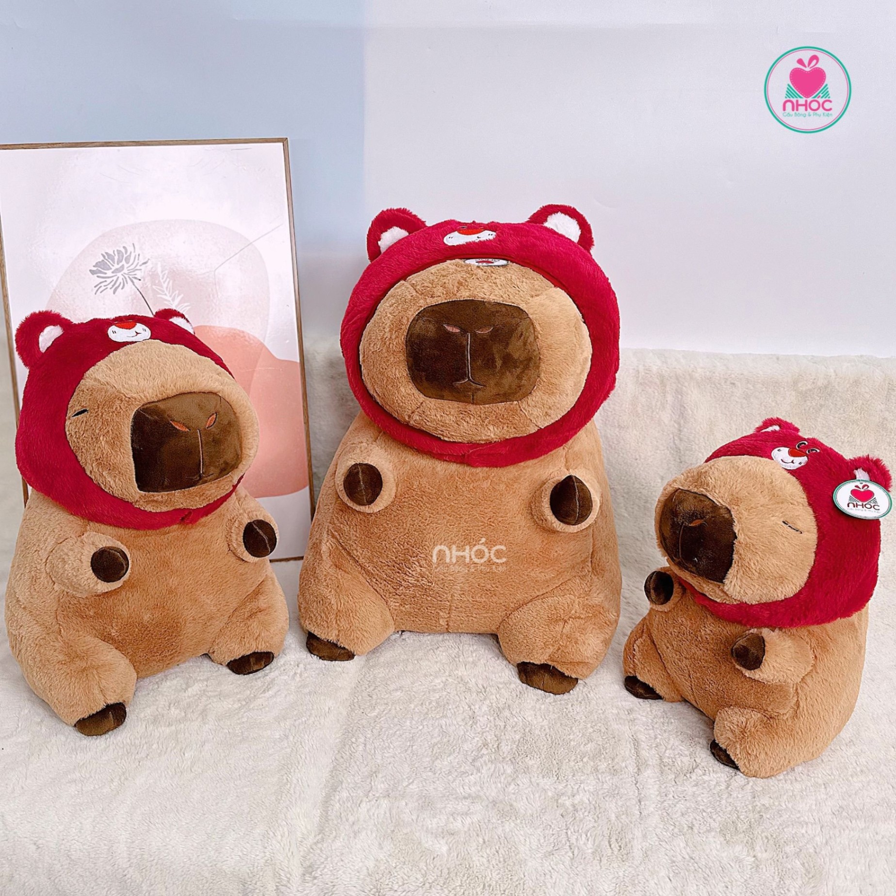 Thú bông Capybara đội nón Toy lông xù TC