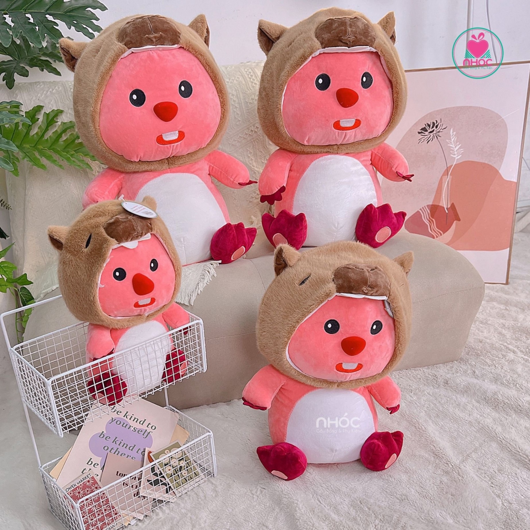 Thú bông Loopy đội nón Capybara lông xù TC