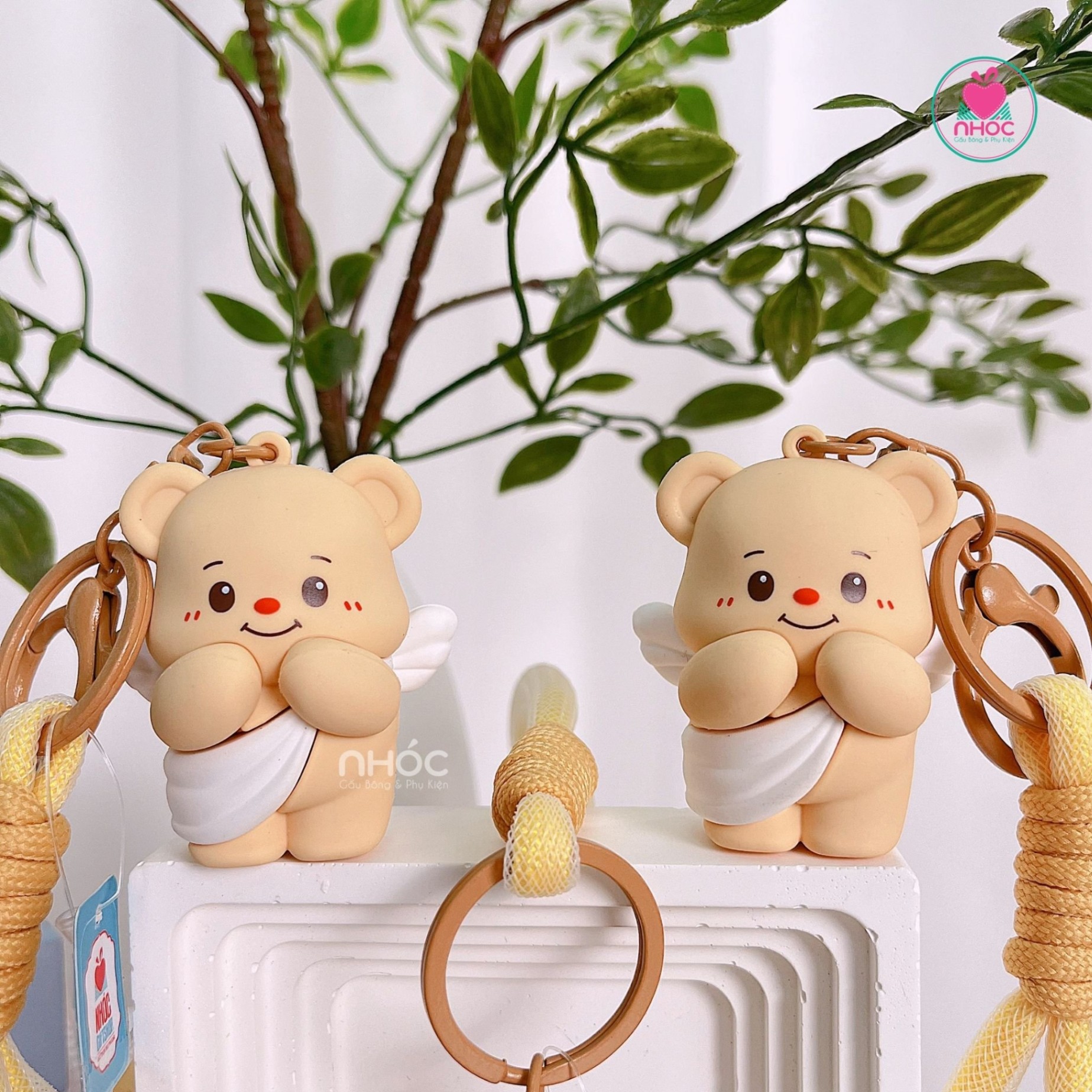 Móc khoá poly Cream Bear thiên thần - 7501