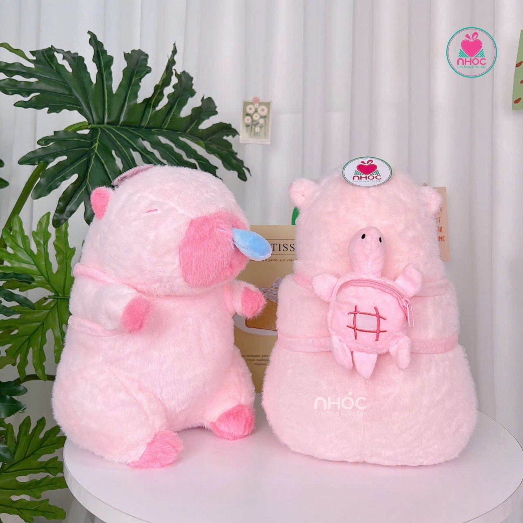 Thú bông Capybara chảy nước mũi đeo balo rùa