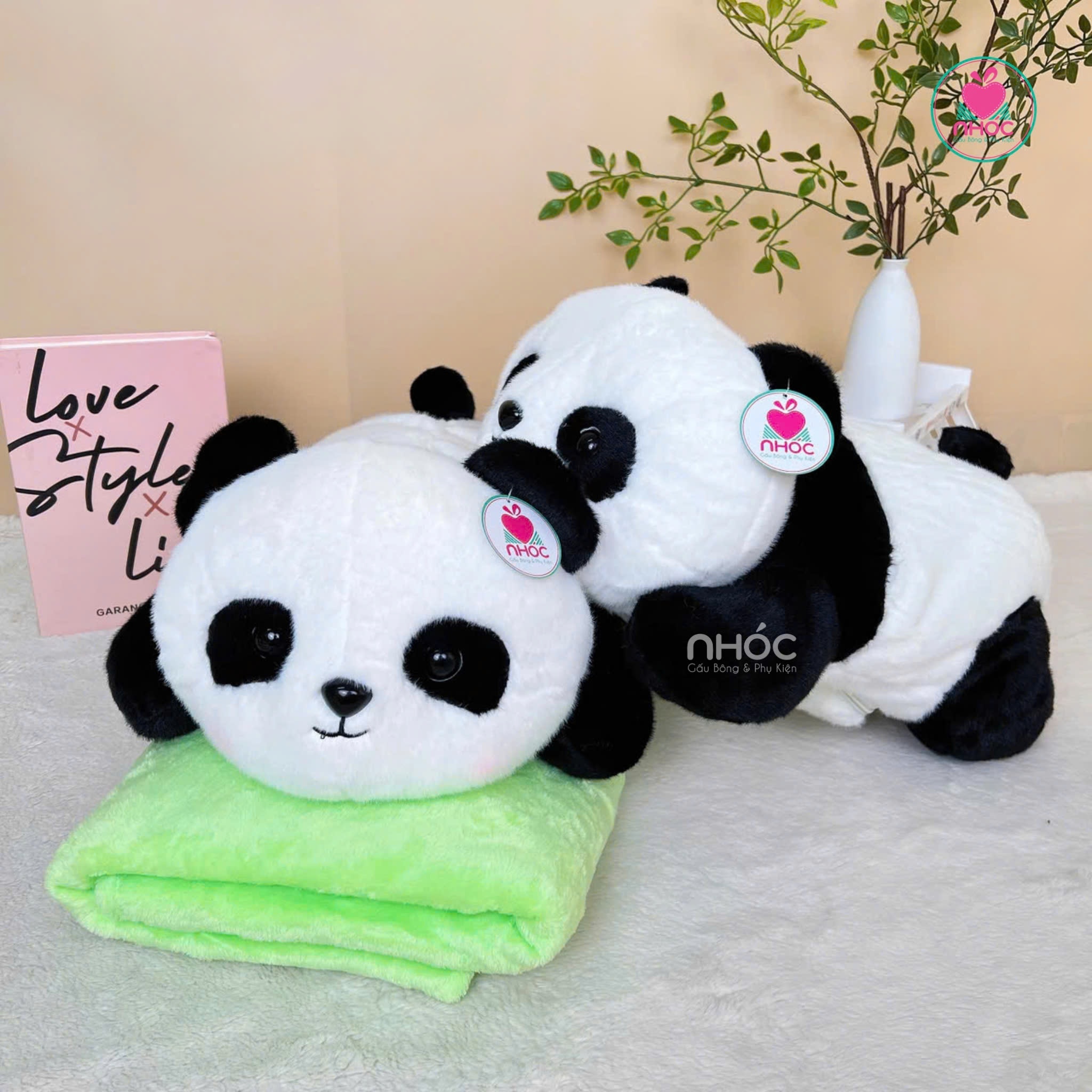 Gối mền Panda lông xù nằm - 40360