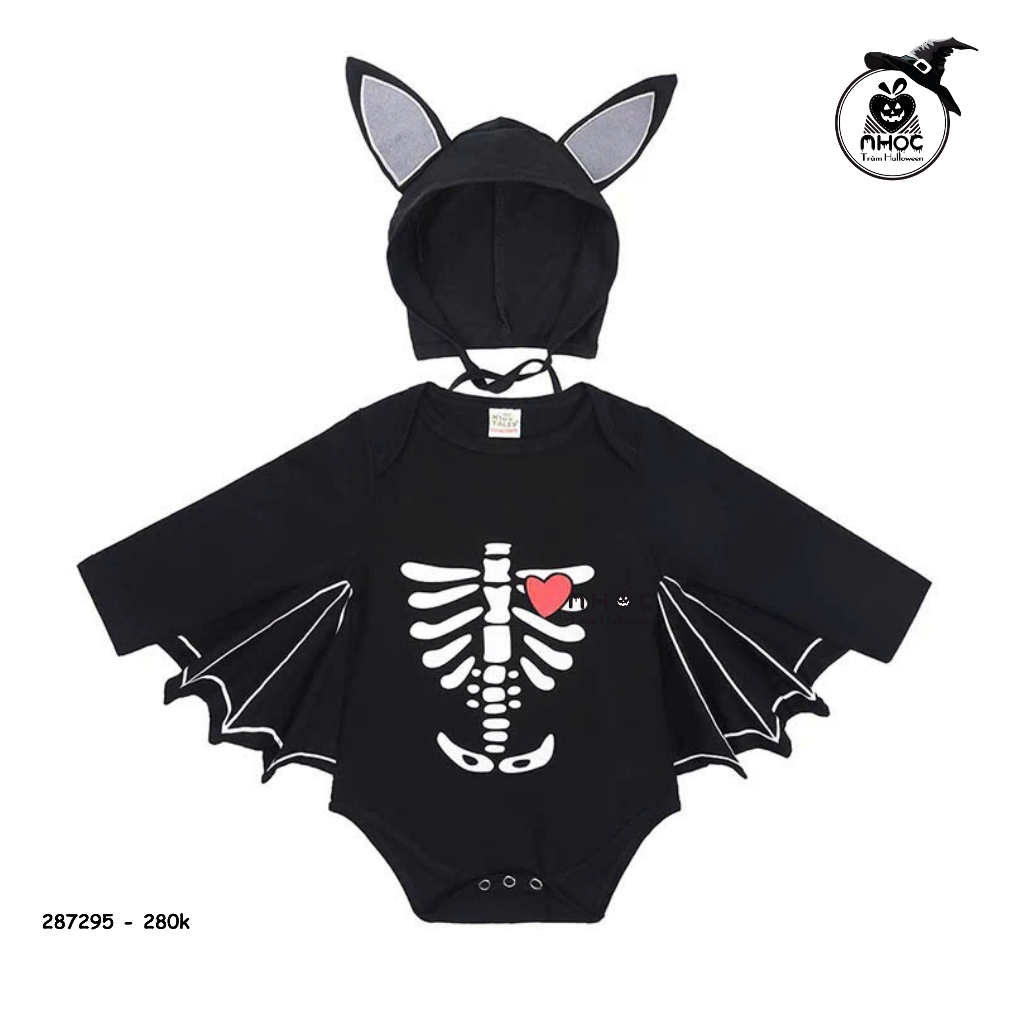 Bộ đồ Halloween Jumpsuit ngắn bộ xương - Đen - 90280