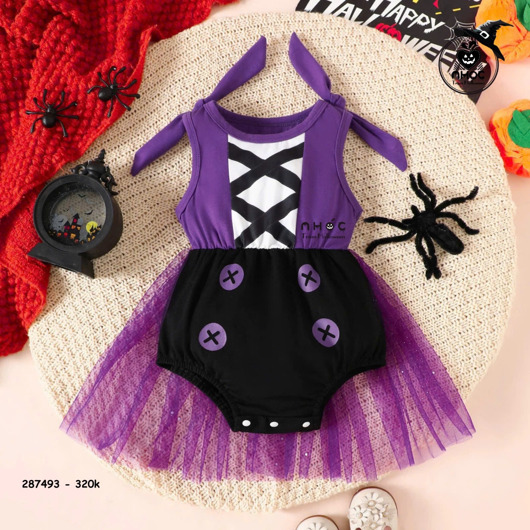 Đầm Halloween Jumpsuit váy lưới kim tuyến - Tím - 32001