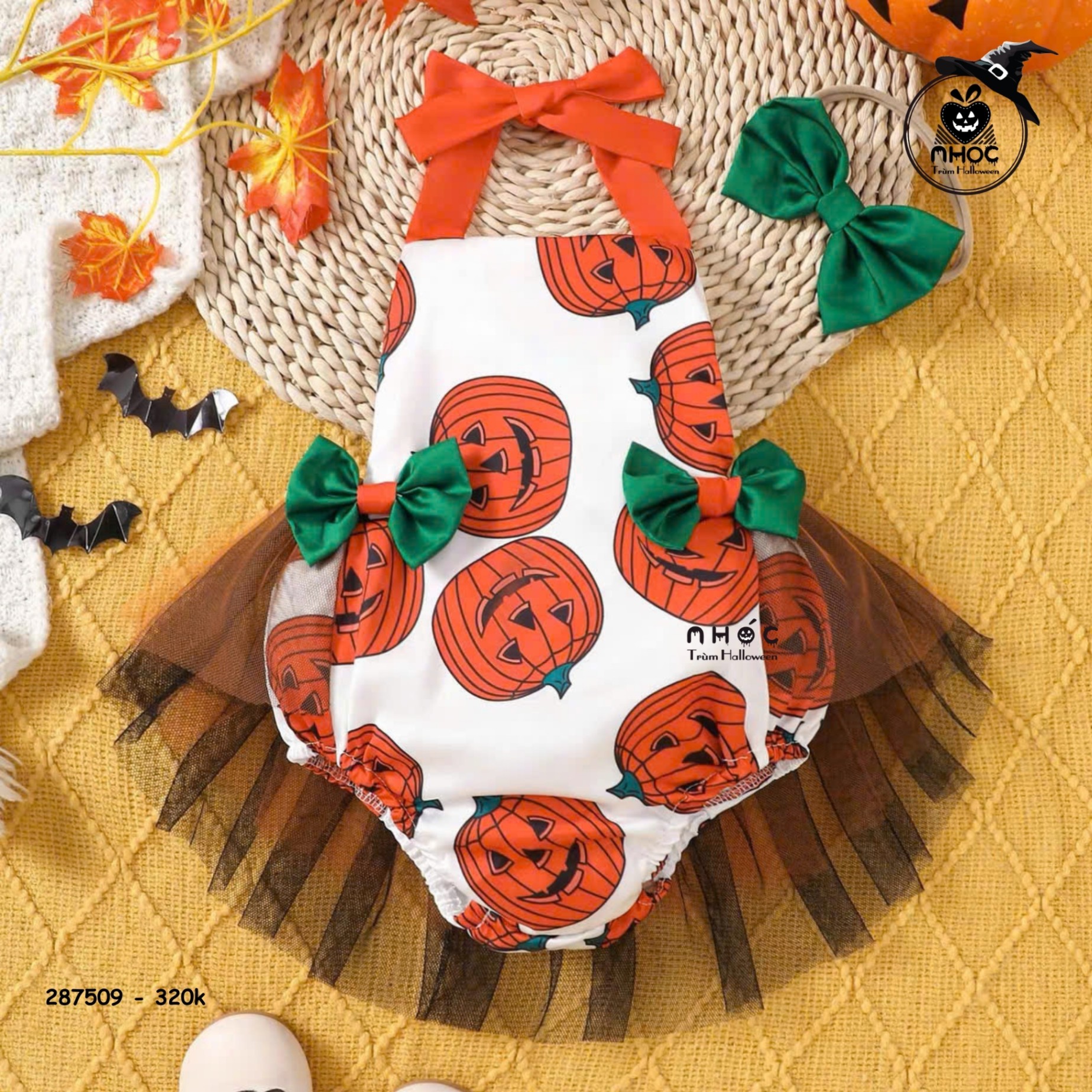 Đầm Halloween Jumpsuit bí ngô combo cài - 32001