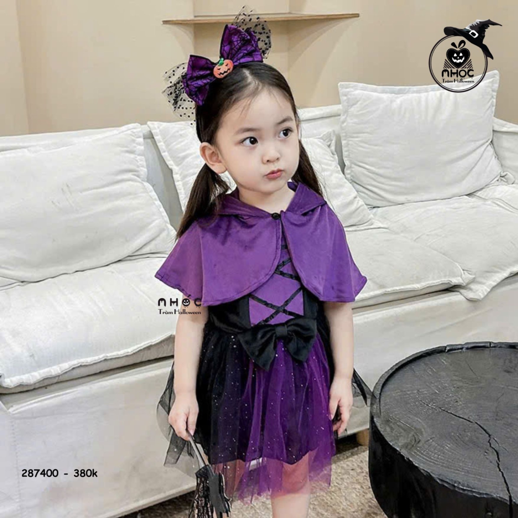 Đầm Halloween váy kim sa combo áo choàng