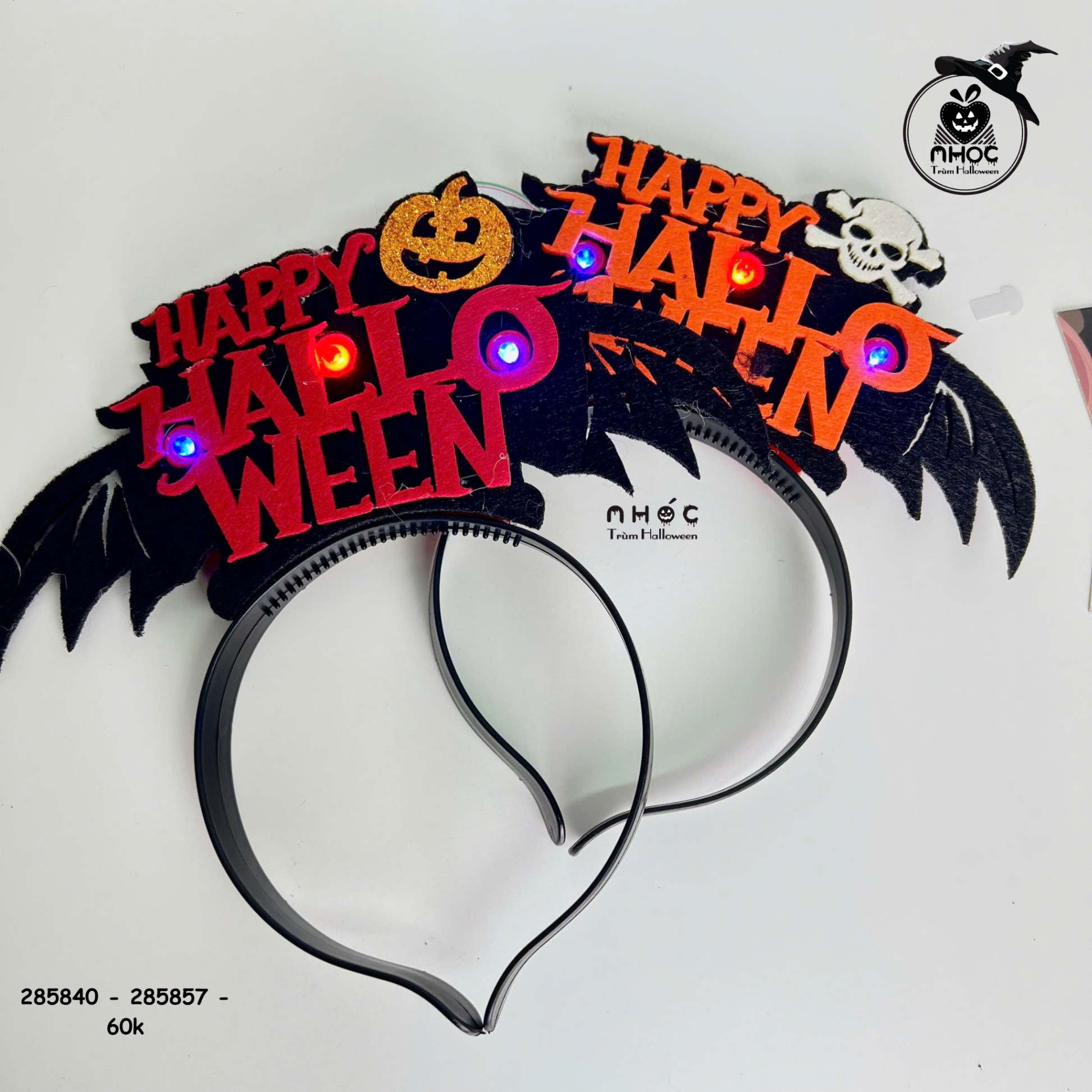 Cài tóc Halloween nỉ Happy có đèn