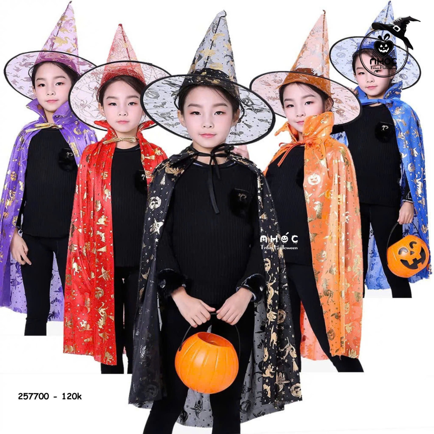 Áo choàng Halloween nhũ in bí dơi - 9590