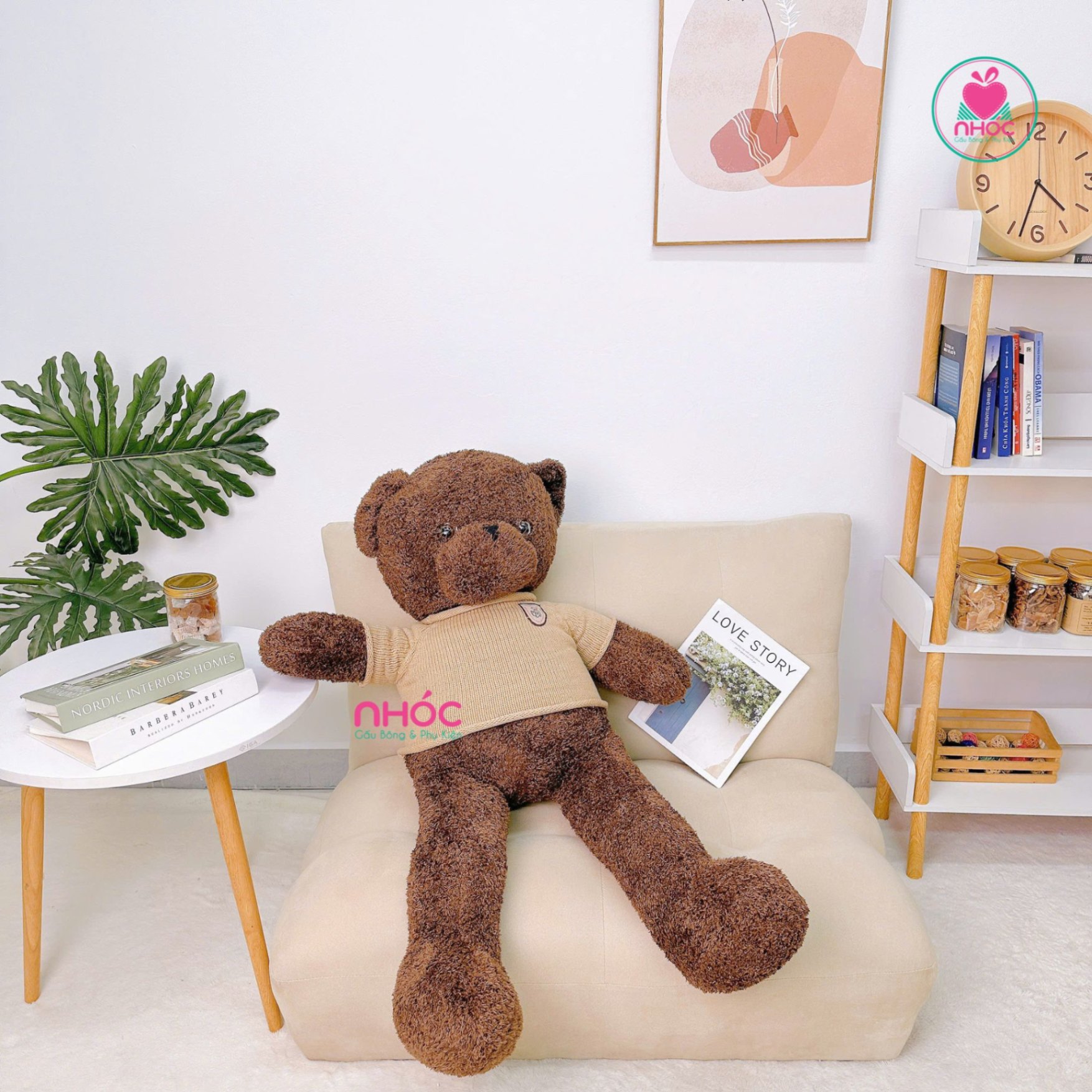 Gấu teddy áo len logo gấu lông chỉ