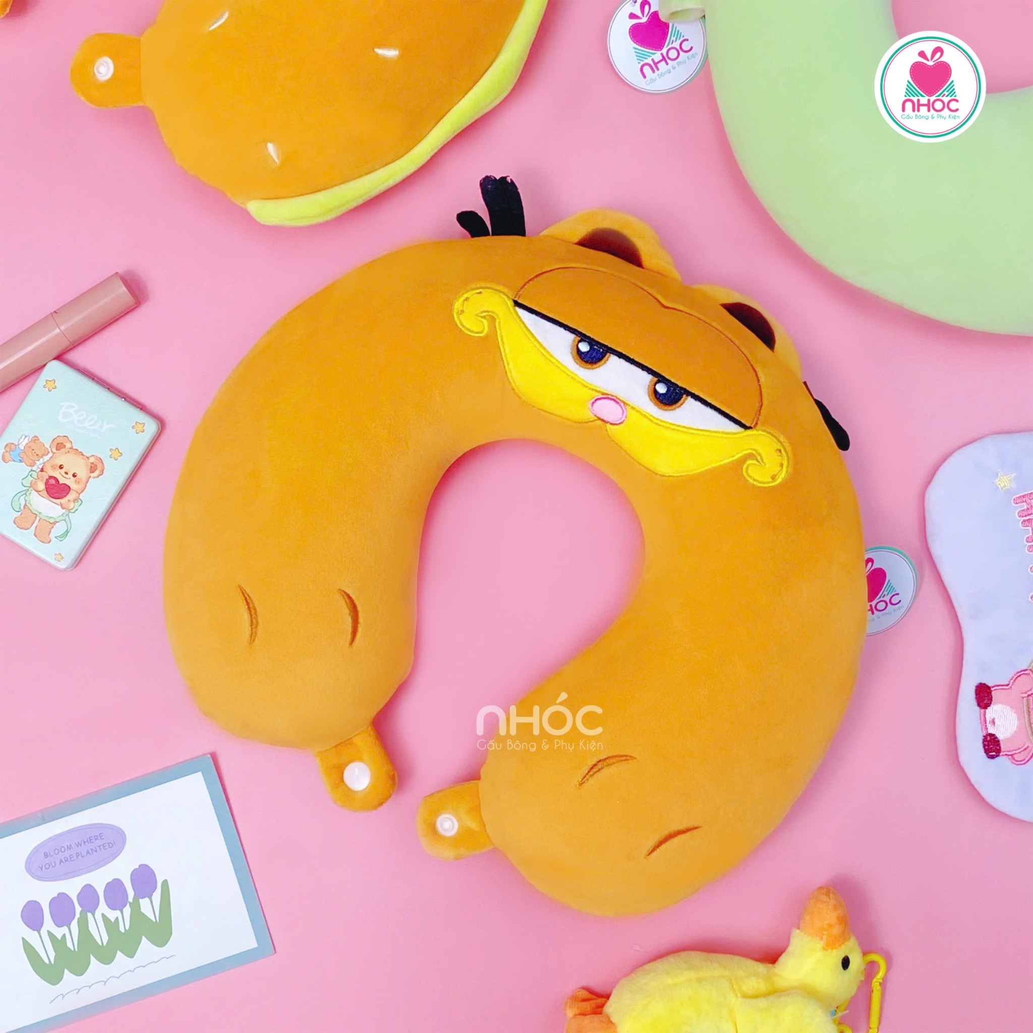 Gối kê cổ cao su non mèo Garfield - Nâu - 30160