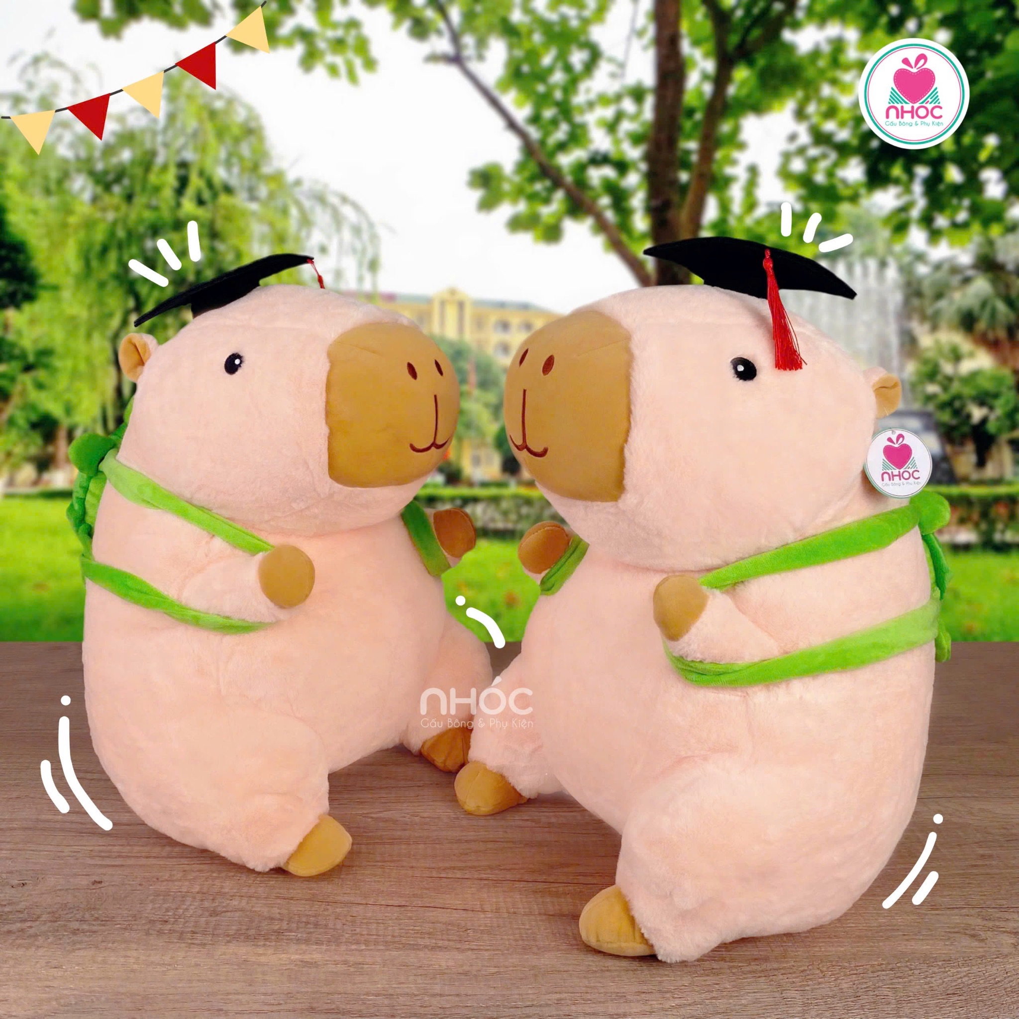 Gấu tốt nghiệp Capybara lông xù TC - Kem - 50440