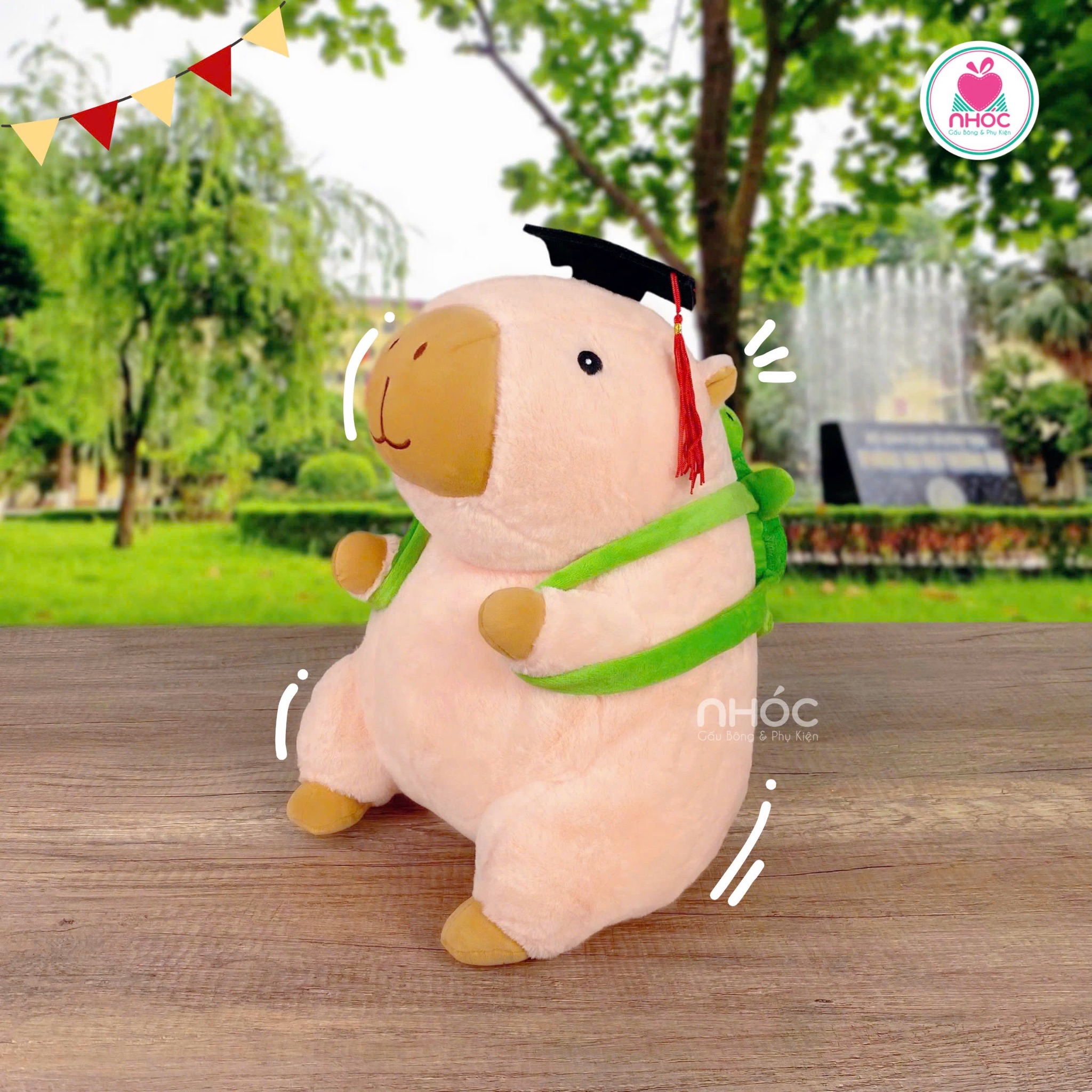 Gấu tốt nghiệp Capybara lông xù TC - Kem - 40340