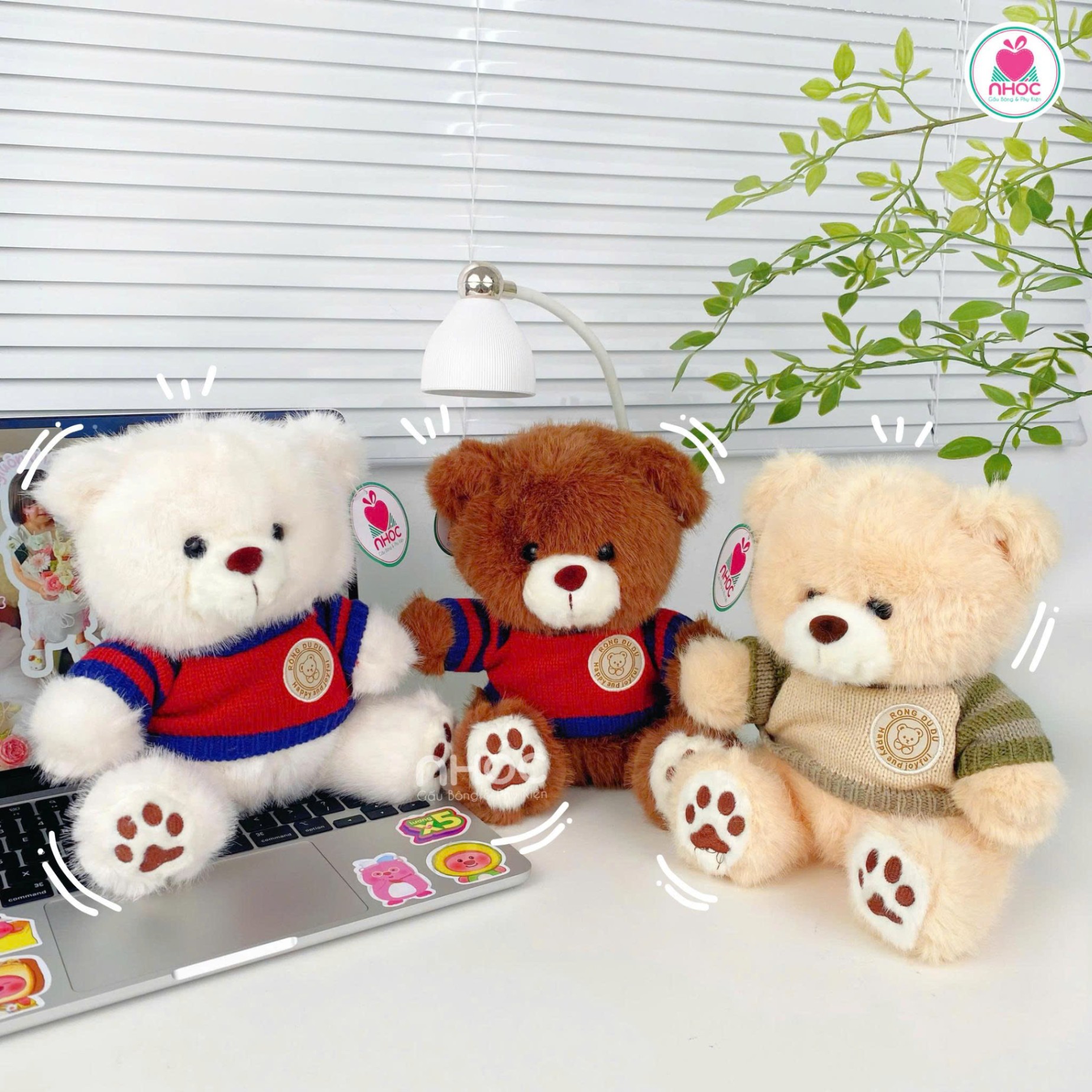 Gấu Teddy mặc áo len logo Happy OD - 20160