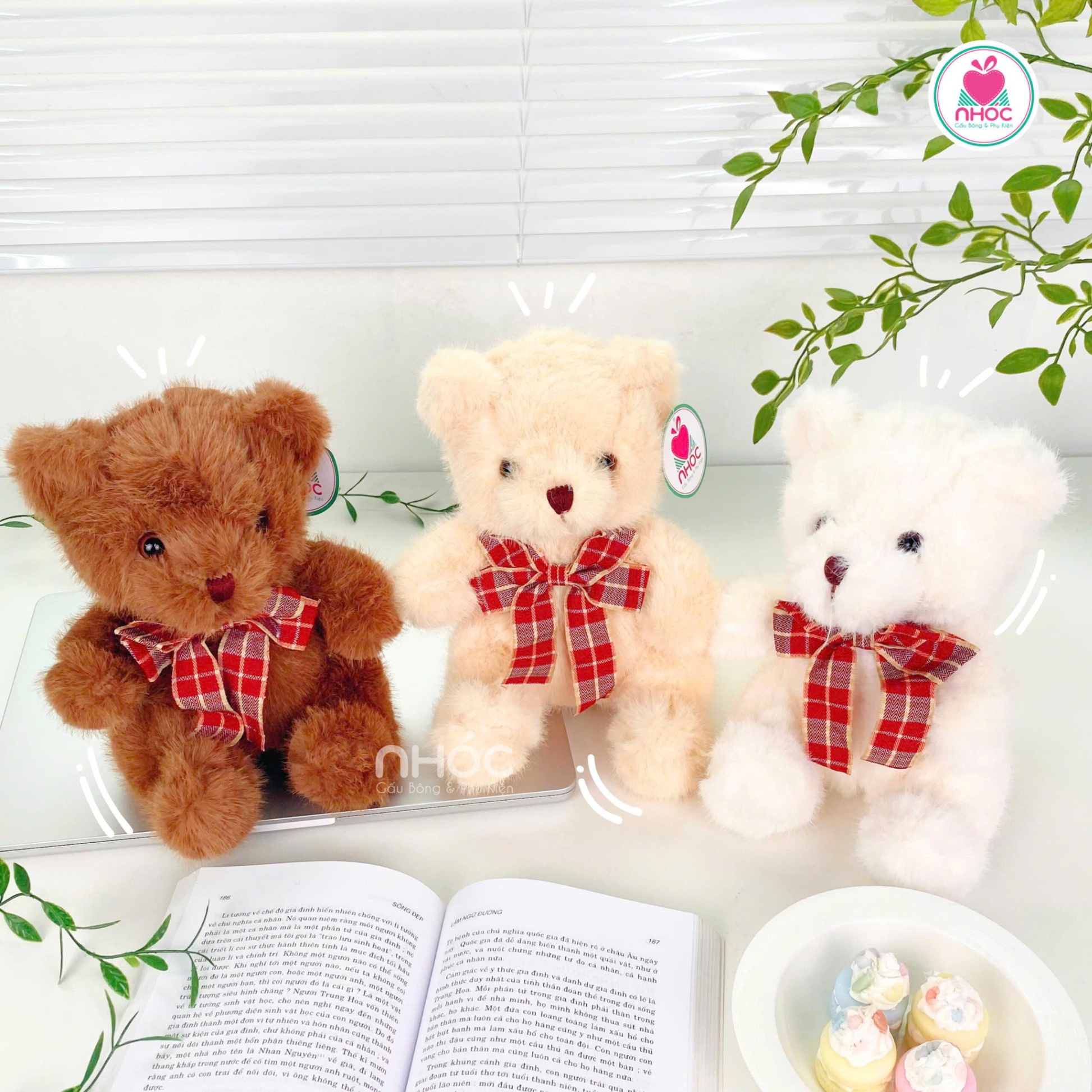 Gấu Teddy đeo nơ caro lông xù OD - 20140