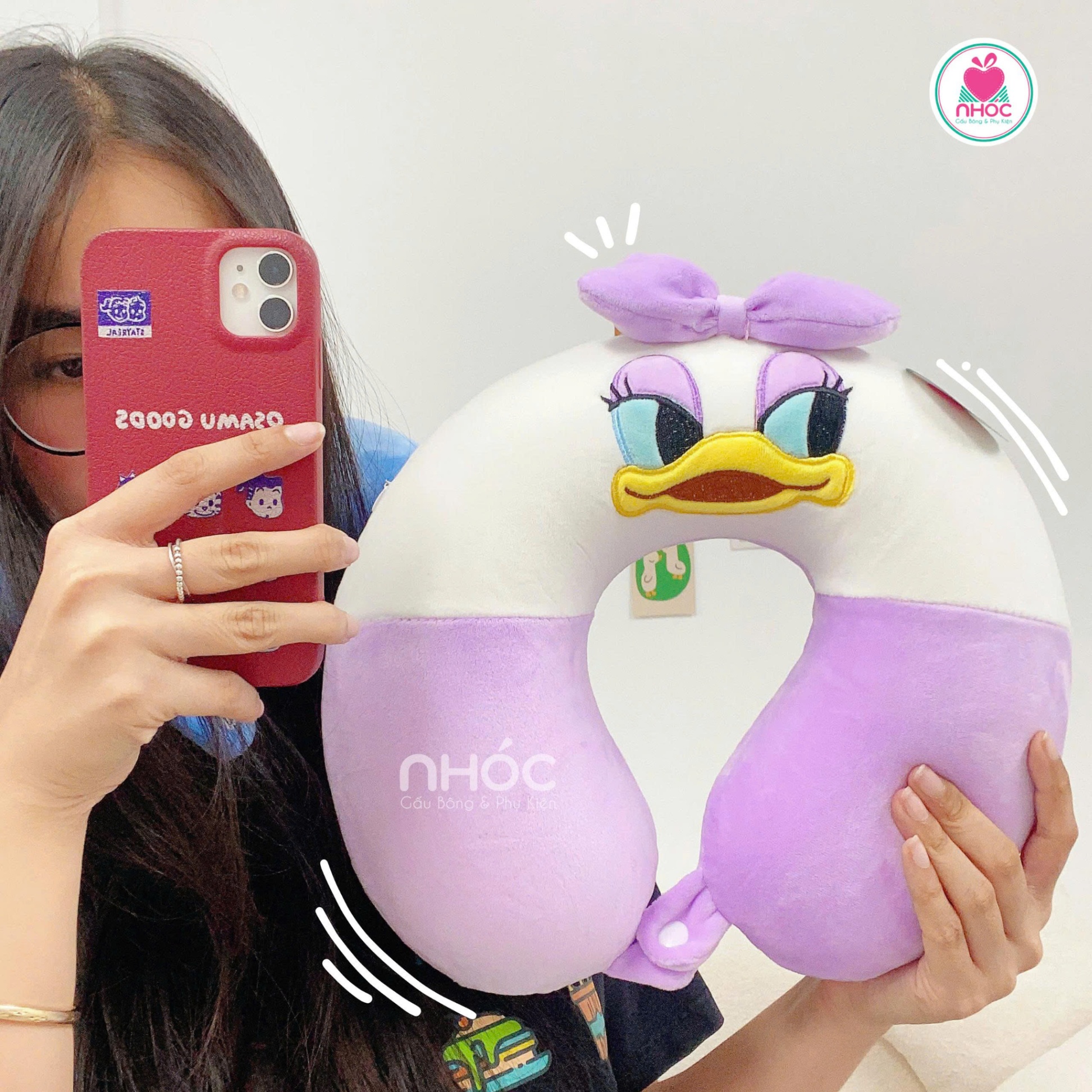 Gối kê cổ cao su non Vịt Daisy - Hồng - 3016025