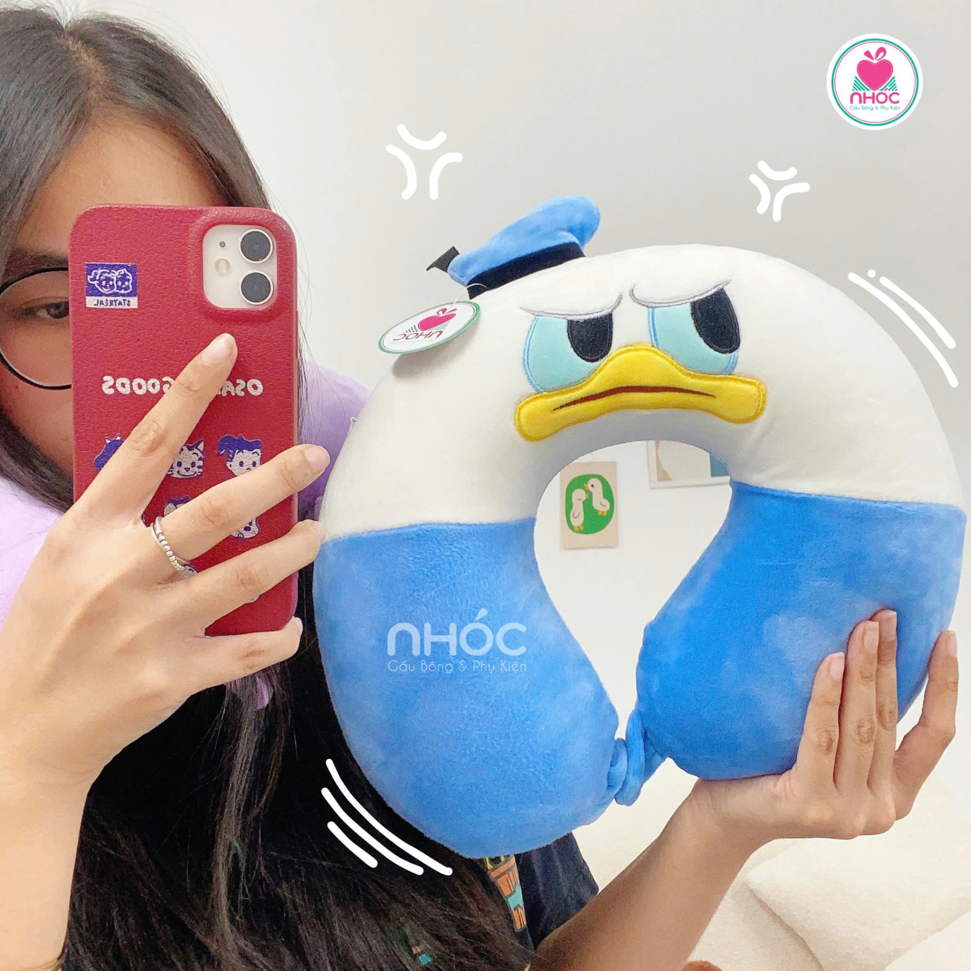 Gối kê cổ cao su non Vịt Donald - Xanh dương - 3016025