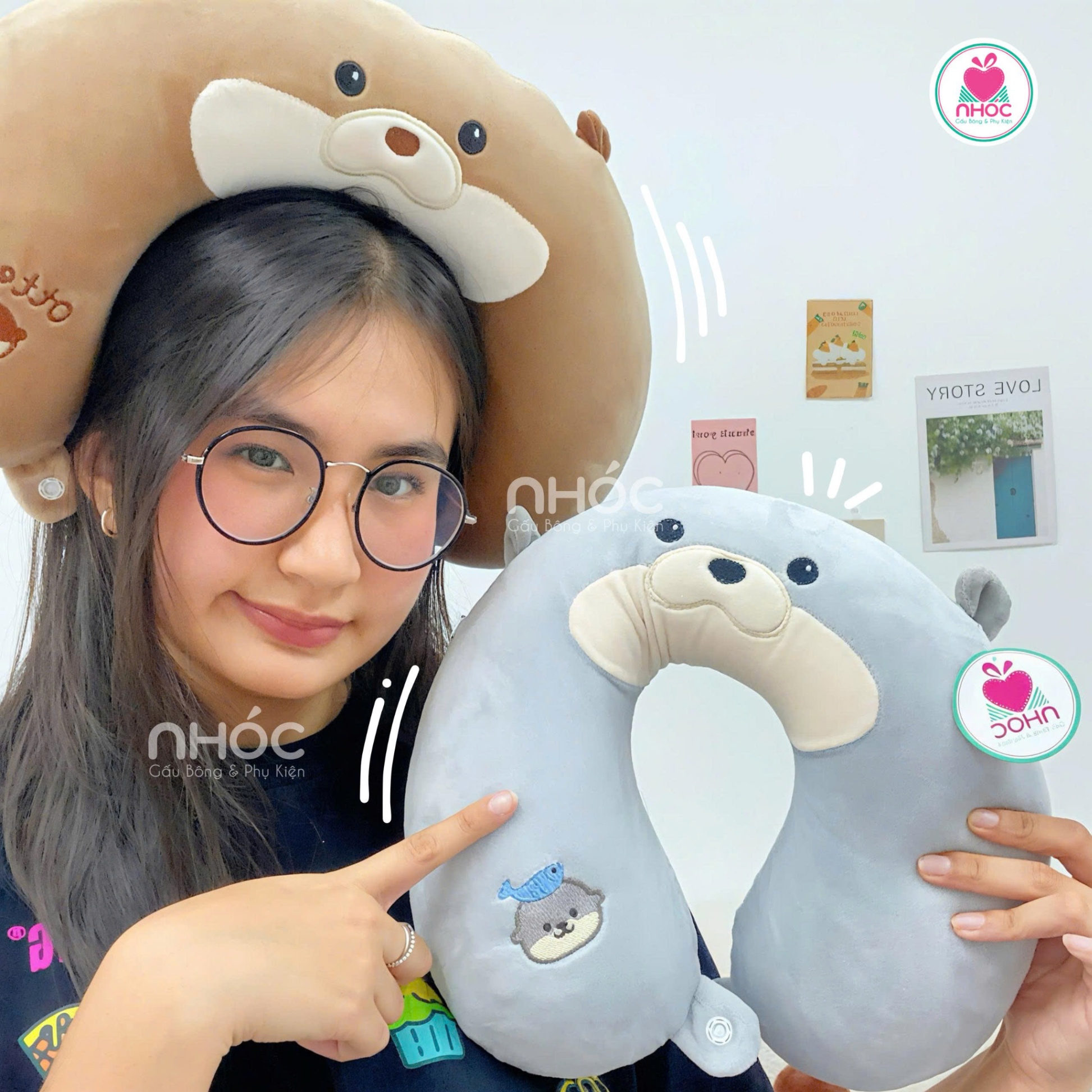 Gối kê cổ cao su non chuột Otter