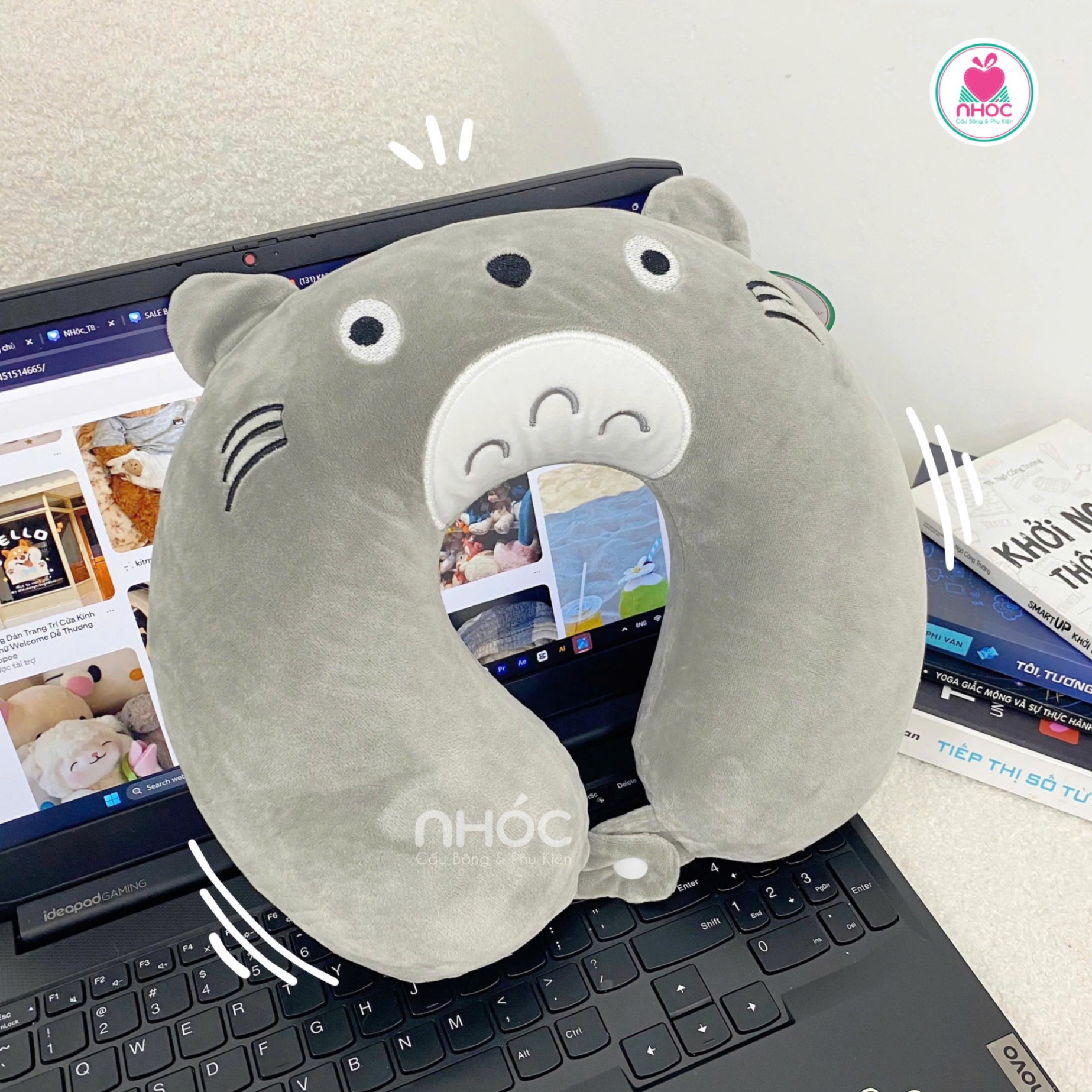 Gối kê cổ cao su non Totoro - Xám - 3016025